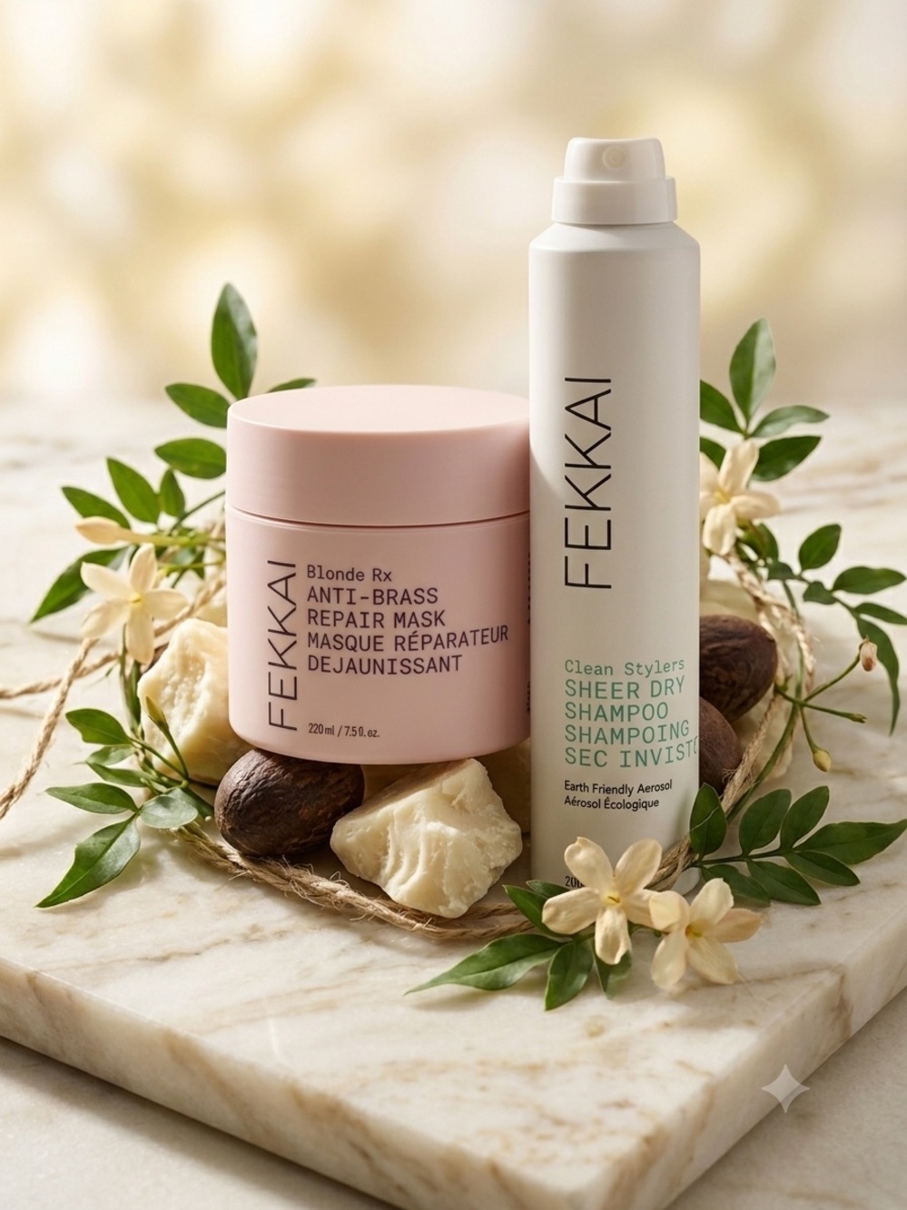Fekkai Blonde Rx Anti-Brass Repair Mask & Sheer Dry Shampoo Duo - Pink & White